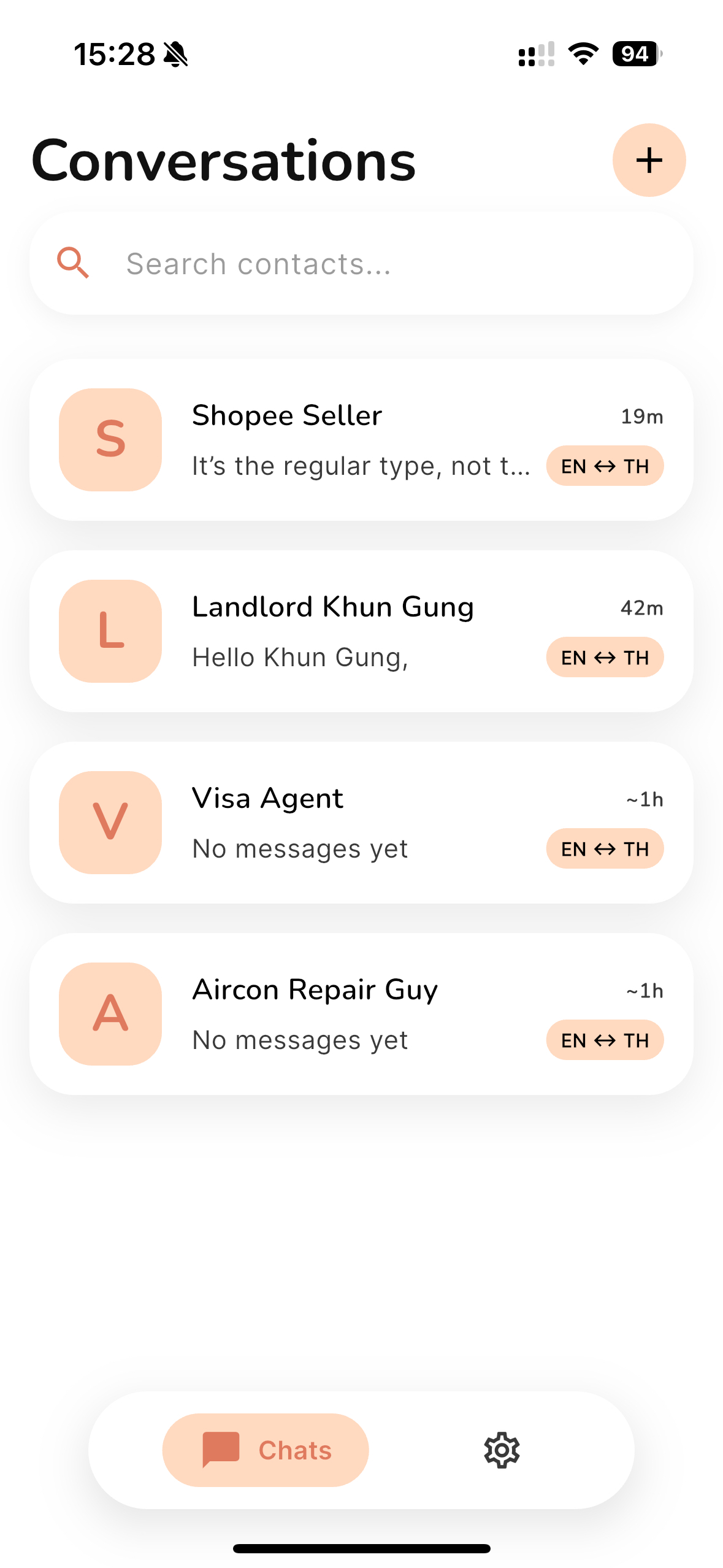 Expat Translate conversation screenshot